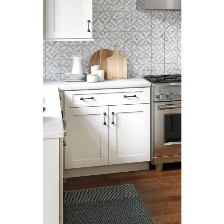 allen + roth Aveley 36-in W x 34.5-in H x 24-in D Linen Maple Door and Drawer Base Semi-Custom Cabinet, photo 3 of 5