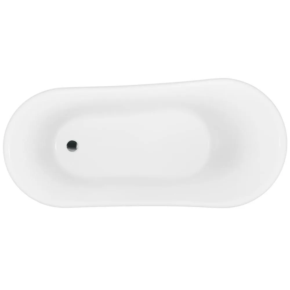 60 in. Fiberglass Single Slipper Clawfoot Non-Whirlpool Bathtub in Glossy Black, photo 7 of 10