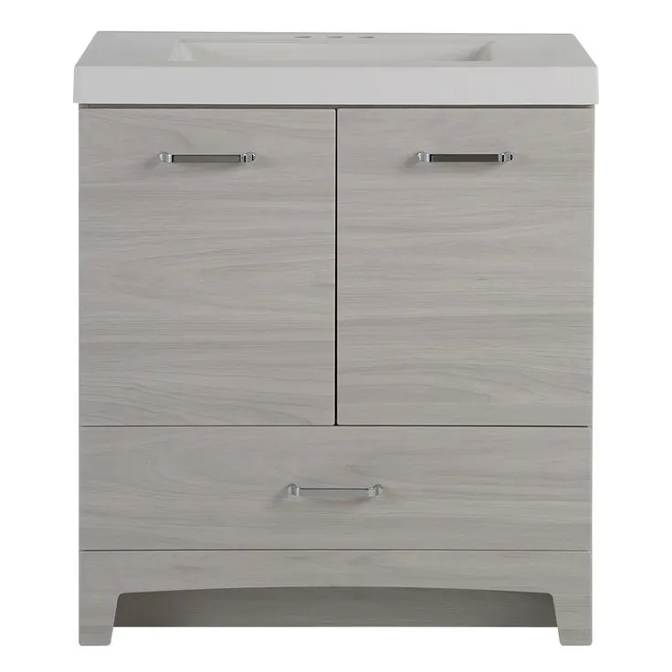 Stancliff 31 in. W x 19 in. D Bathroom Vanity in Elm Sky with Cultured Marble Vanity Top in White with White Sink, photo 2 of 9
