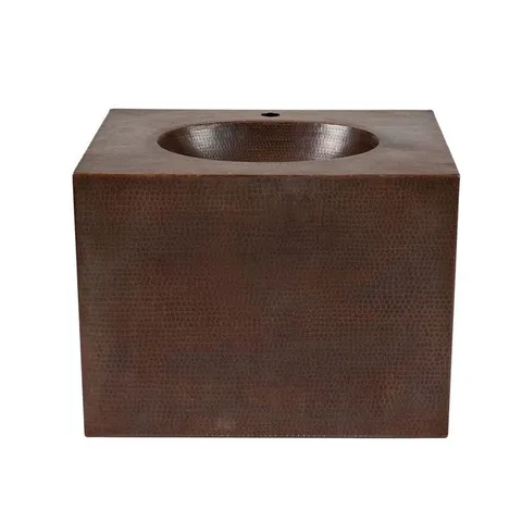 24 in. Wall Mount Copper Vanity with Built-In Bathroom Sink in Oil Rubbed Bronze