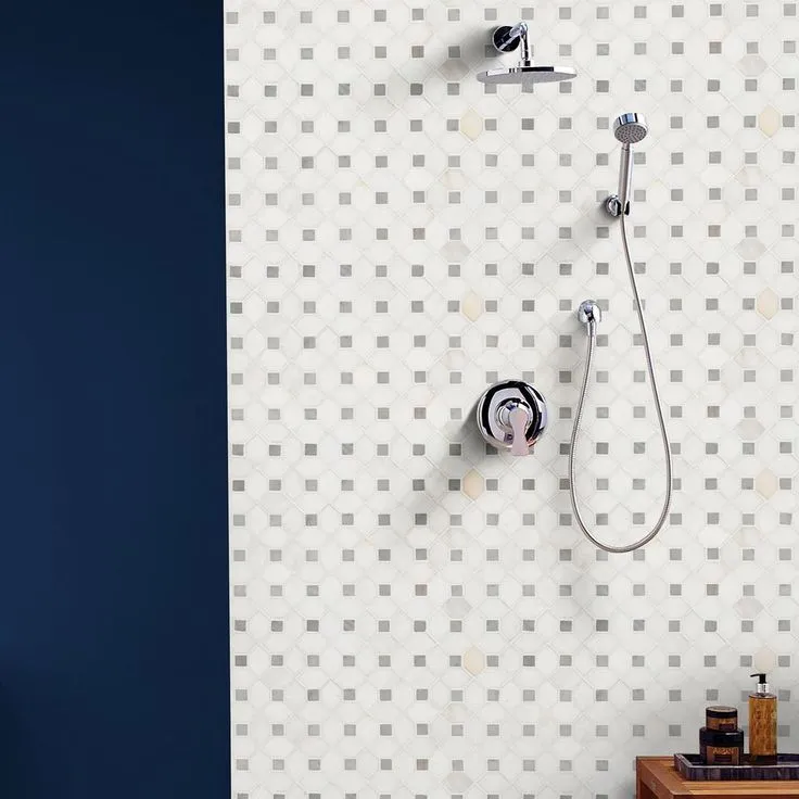 MSI Bianco Dolomite Dotty 12.31 in. x 12.36 in. x 10 mm Polished Marble Mesh-Mounted Mosaic Tile (10.6 sq. ft. / case), photo 6 of 10
