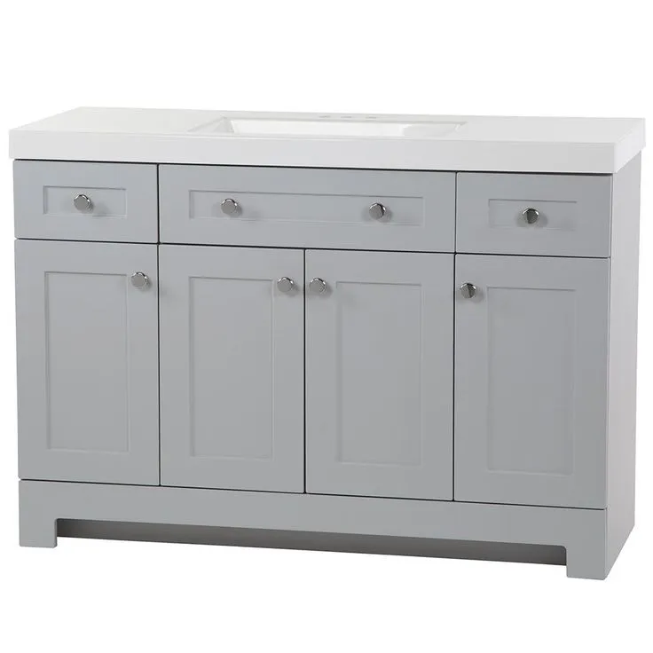 Everdean 48.5 in. W x 18.75 in. D Vanity in Pearl Gray with Cultured Marble Vanity Top in White with White Sink, photo 8 of 11