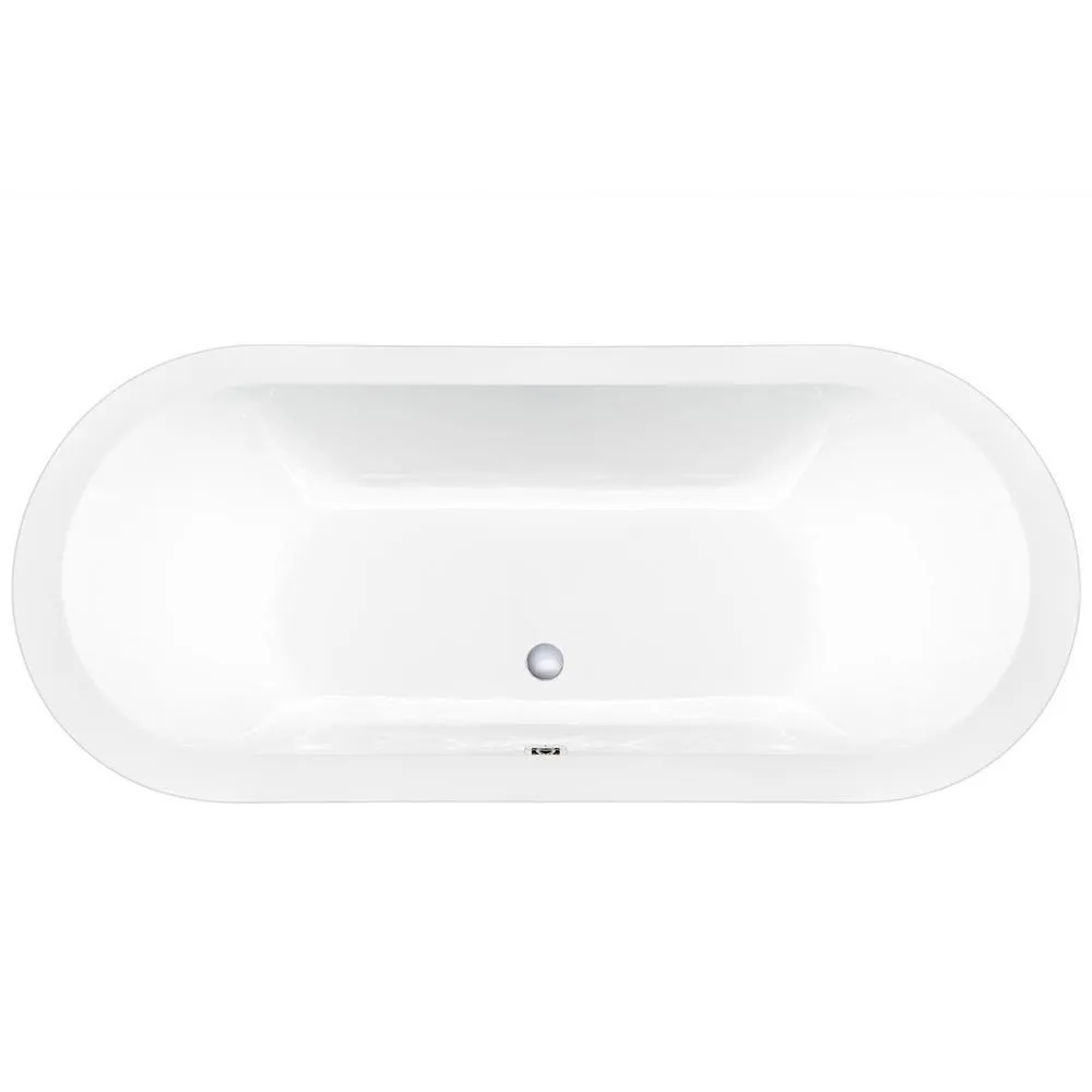 70.8 in. Acrylic Pop Up Drain Oval Double Ended Flatbottom Freestanding Bathtub in White, photo 4 of 9