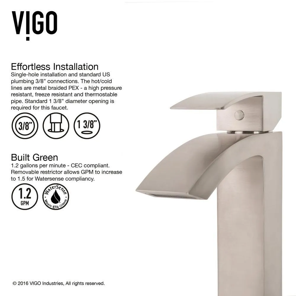 VIGO Single Hole Single-Handle Vessel Bathroom Faucet in Brushed Nickel, photo 3 of 13