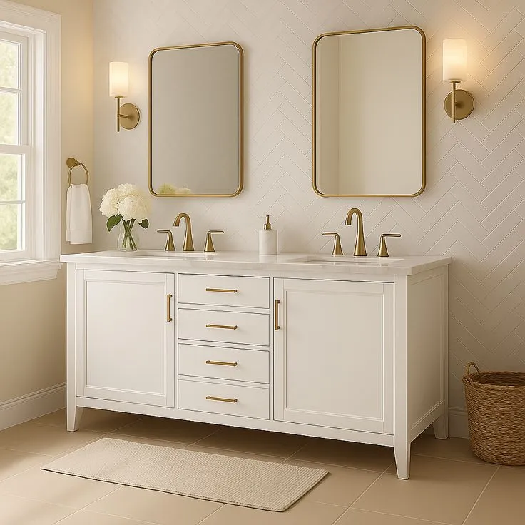 Home Decorators Collection Rockleigh 72-Inch Double Sink Bathroom Vanity with Carrara Marble Top, photo 2 of 3