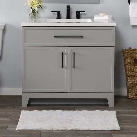 Potter 36-in Gray Single Sink Bathroom Vanity with White Cultured Marble Top