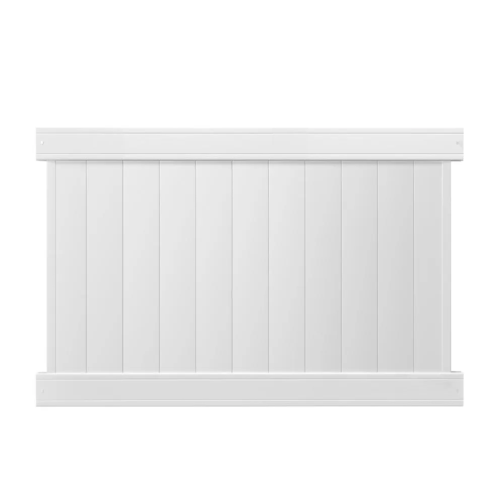 Pro Series 4 ft. H x 8 ft. W Tan Vinyl Woodbridge Privacy Fence Panel, photo 6 of 13