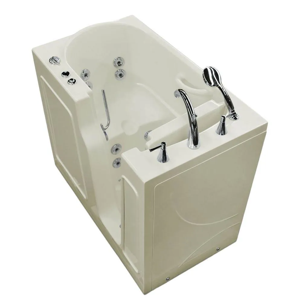 Universal Tubs Nova Heated 4.5 ft. Walk-In Whirlpool Bathtub in Biscuit with Chrome Trim, photo 41 of 52