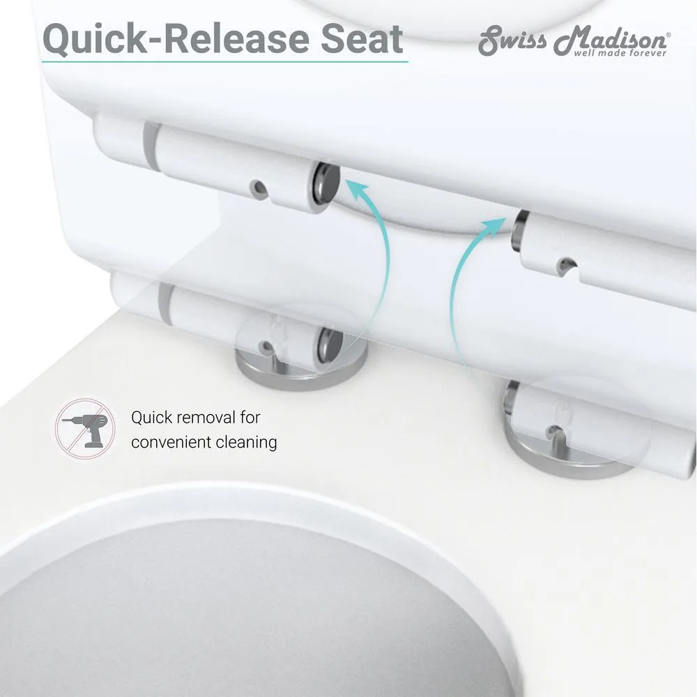 Swiss Madison Sublime II 2-piece 0.8/1.28 GPF Dual Flush Round Toilet in Glossy White, Seat Included, photo 12 of 13