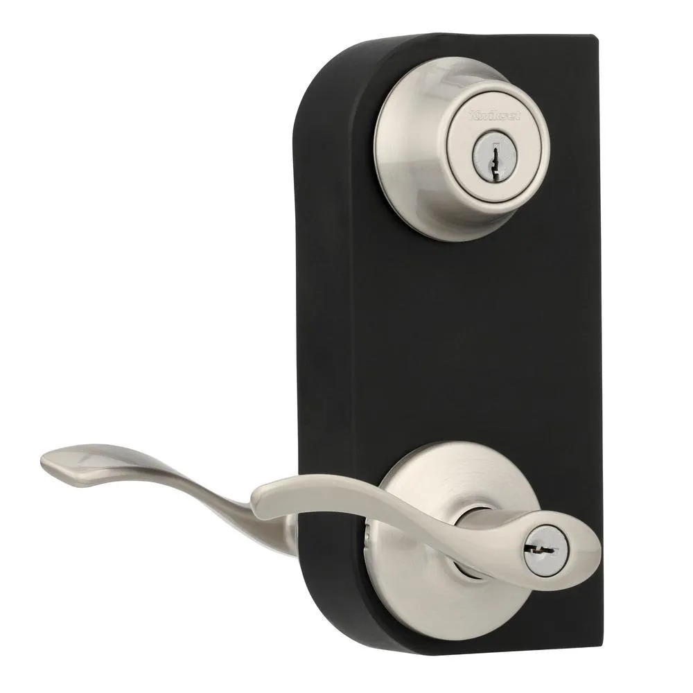 Kwikset Balboa Satin Nickel Exterior Entry Door Lever and Single Cylinder Deadbolt Combo Pack, photo 4 of 5