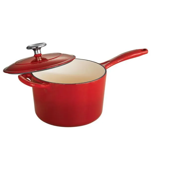 Tramontina Gourmet 2.5 qt. Porcelain-Enameled Cast Iron Sauce Pan in Gradated Red with Lid, photo 5 of 5