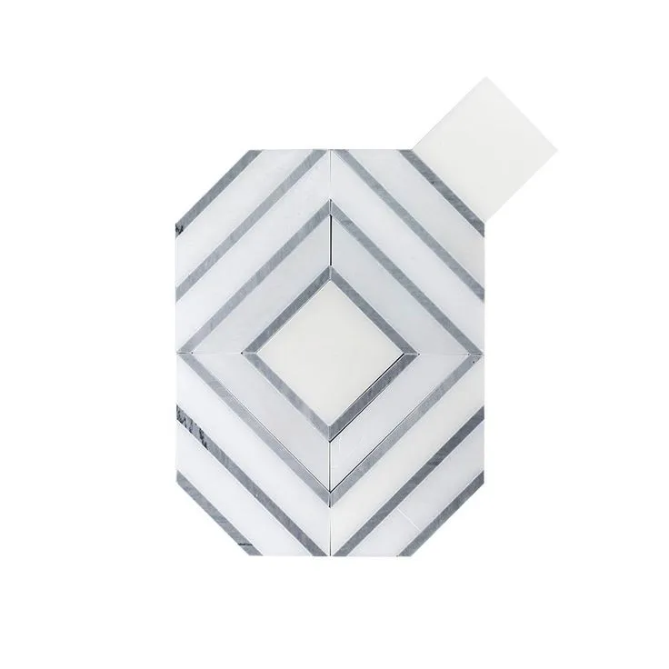 Jeffrey Court Balancing Act White 11.5 in. x 8.75 in. x 8 mm Geometric Polished Natural Stone Wall and Floor Mosaic Tile, photo 3 of 3