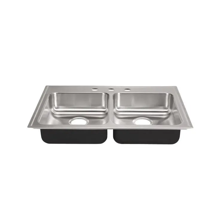 2-Bowl, Drop-In, ADA with Faucet Ledge, 18-Gauge, SS Sink, 2-Compartment, O.D. 22 in. x 33 in. 3-Hole, Drain Center Rear, photo 7 of 7