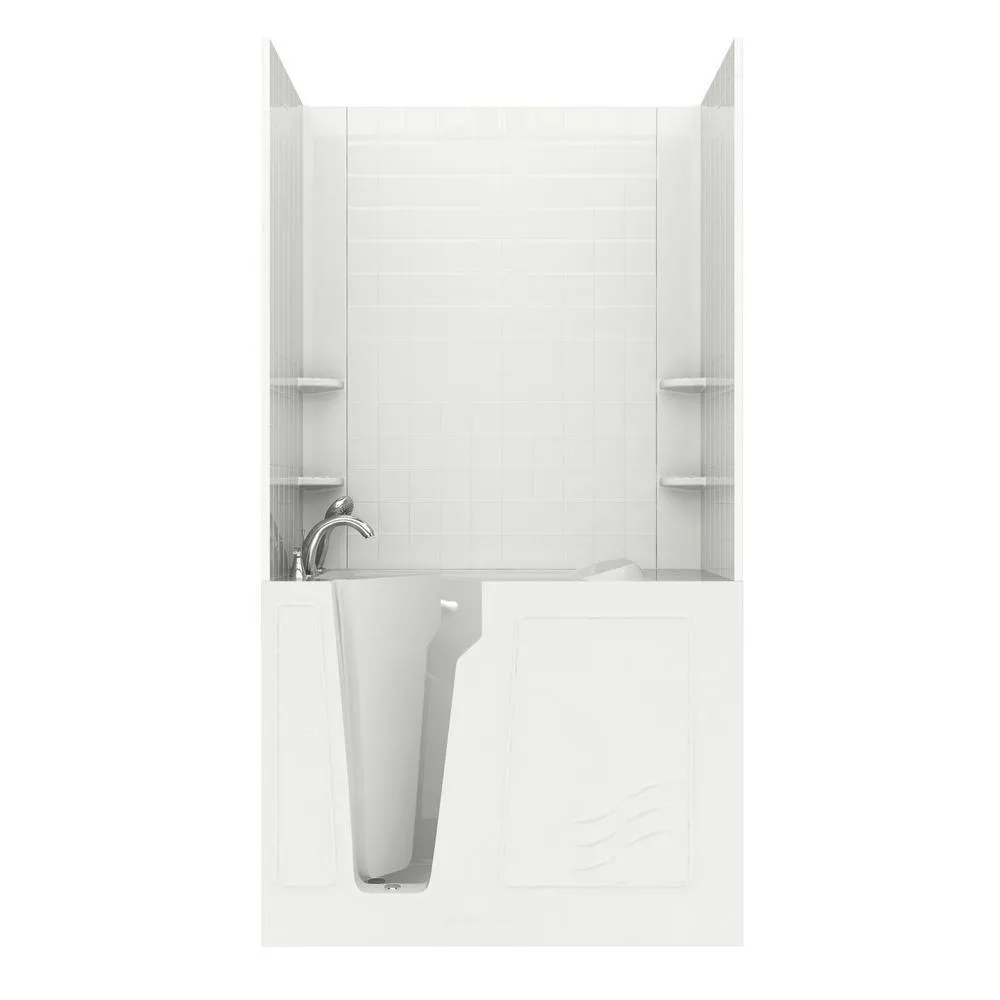 Rampart Nova Heated 5 ft. Walk-in Whirlpool and Air Bathtub with 6 in. Tile Easy Up Adhesive Wall Surround in White, photo 17 of 33