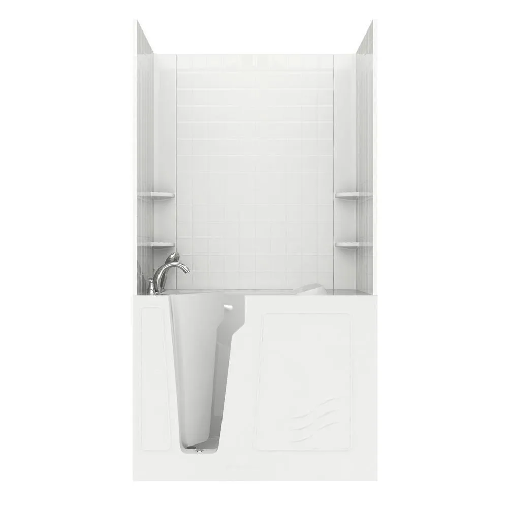 Rampart Nova Heated 5 ft. Walk-in Whirlpool Bathtub with 6 in. Tile Easy Up Adhesive Wall Surround in Biscuit, photo 29 of 33
