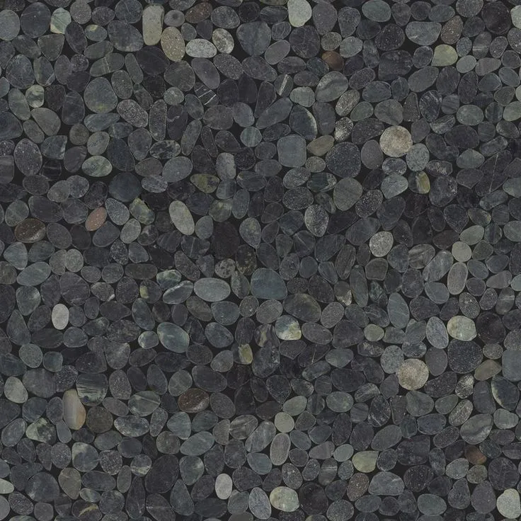 Cruz Bay Sliced Pebble Tile  Black 11-1/2 in. x 11-1/2 in. x 9.5mm Honed Pebble Mosaic Tile (10.12 sq. ft. / case), photo 8 of 10