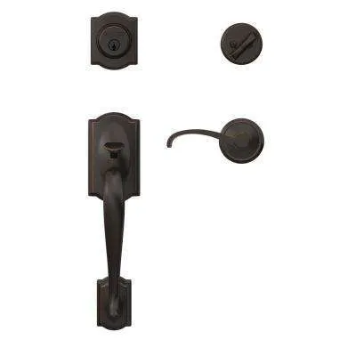 Molten Bronze Single Cylinder Oil-Rubbed Bronze Stonebriar Door Handleset with Durham Knob