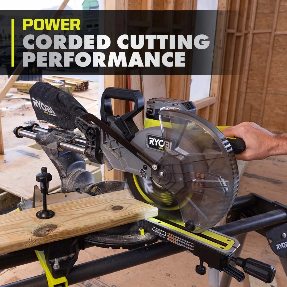 RYOBI 18-Volt ONE+ HP Brushless 10 in. Sliding Dual-Bevel Miter Saw Kit with 2.0 Ah Battery and Charger, photo 4 of 8