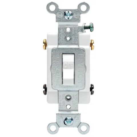 20 Amp Commercial Double-Pole Toggle Switch, White