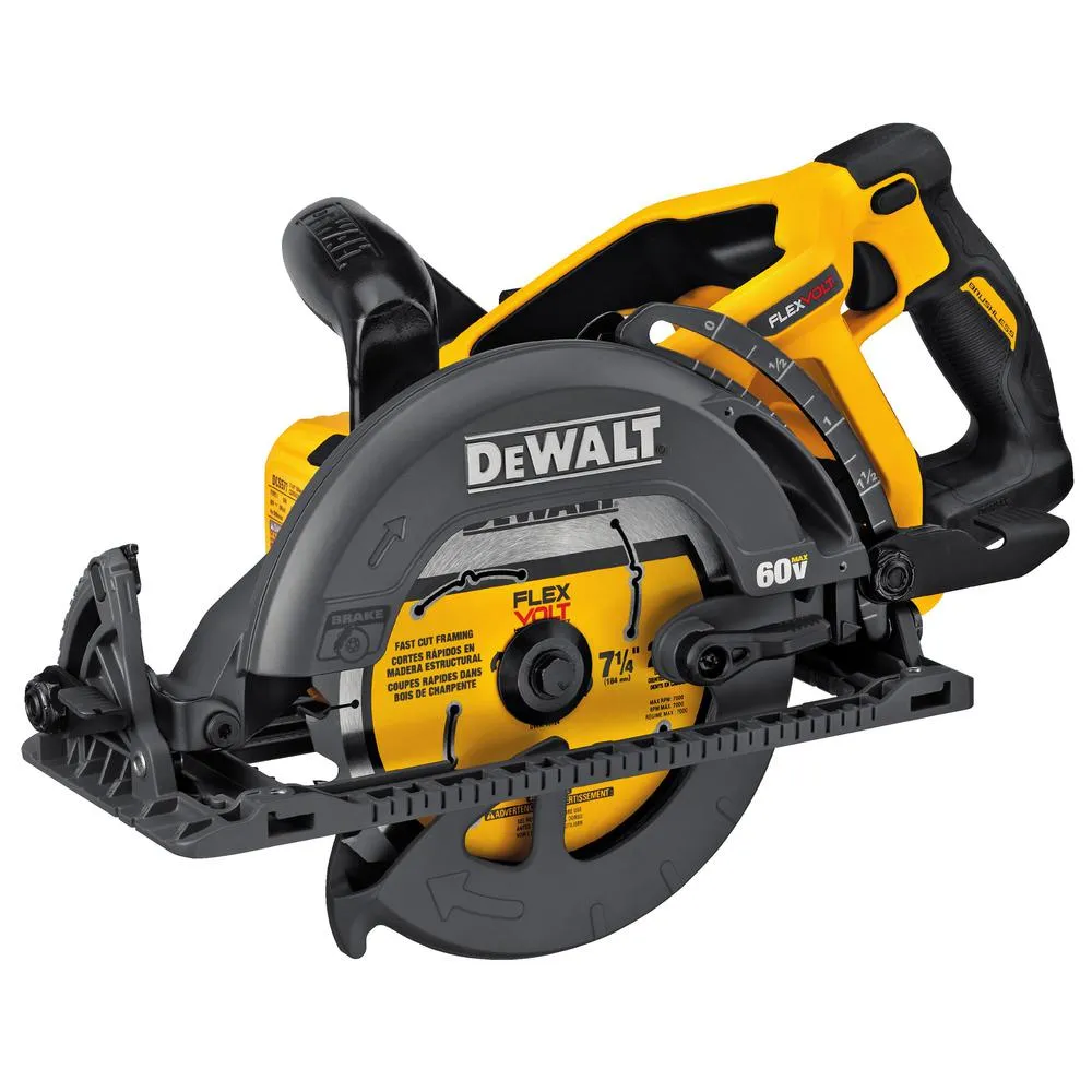 DEWALT FLEXVOLT 60-Volt MAX Lithium-Ion Cordless Brushless 7-1/4 in. Wormdrive Style Circ Saw w/ Battery 3Ah, Charger and Bag, photo 13 of 13
