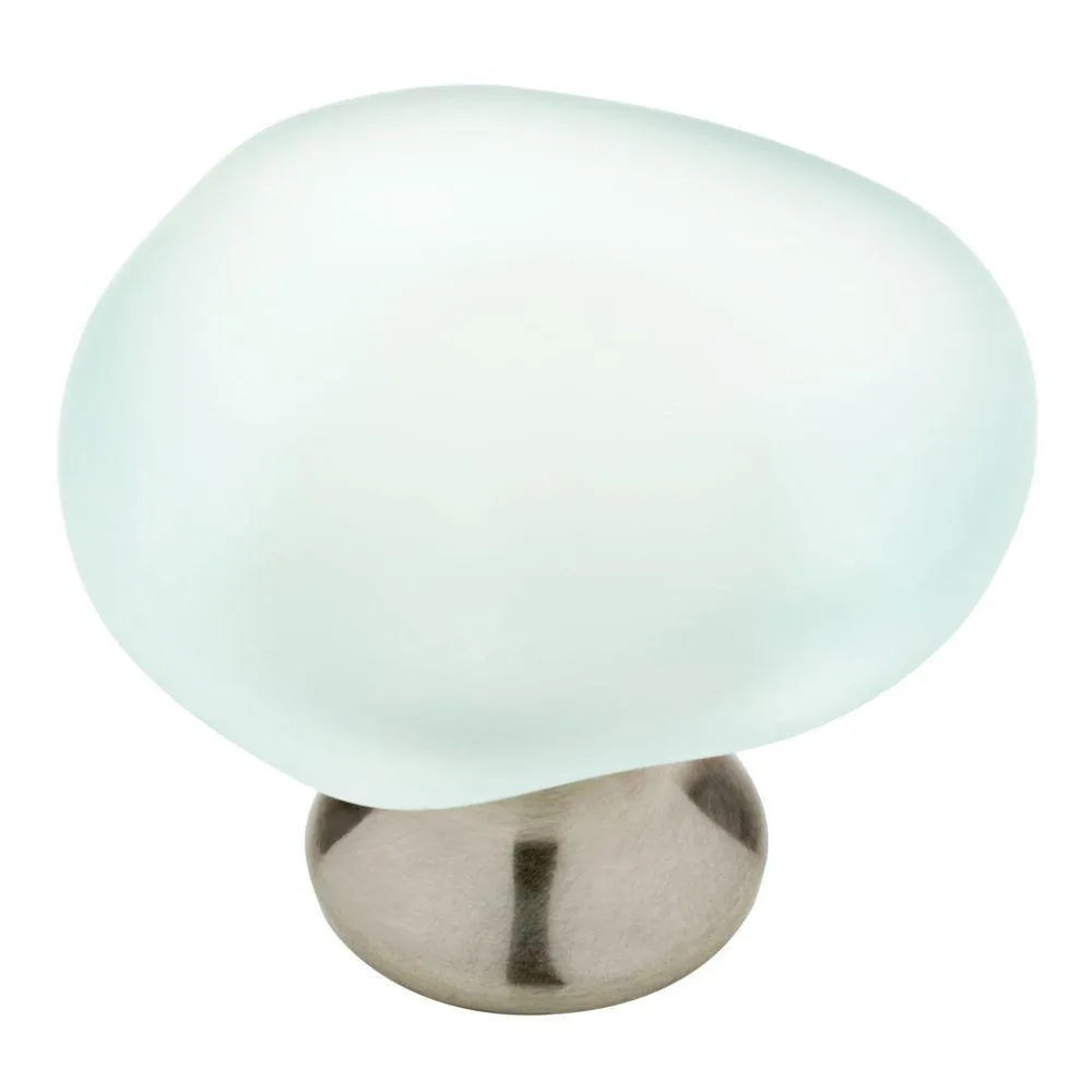 1-1/2 in. (38mm) Satin Nickel and Natural Aqua Sea Glass Cabinet Knob (10-Pack), photo 6 of 7