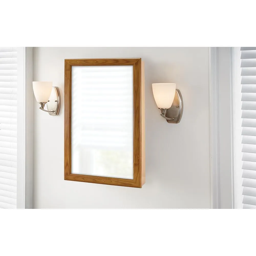 15-1/4 in. W x 26 in. H Framed Surface-Mount Bathroom Medicine Cabinet in Oak, photo 6 of 8