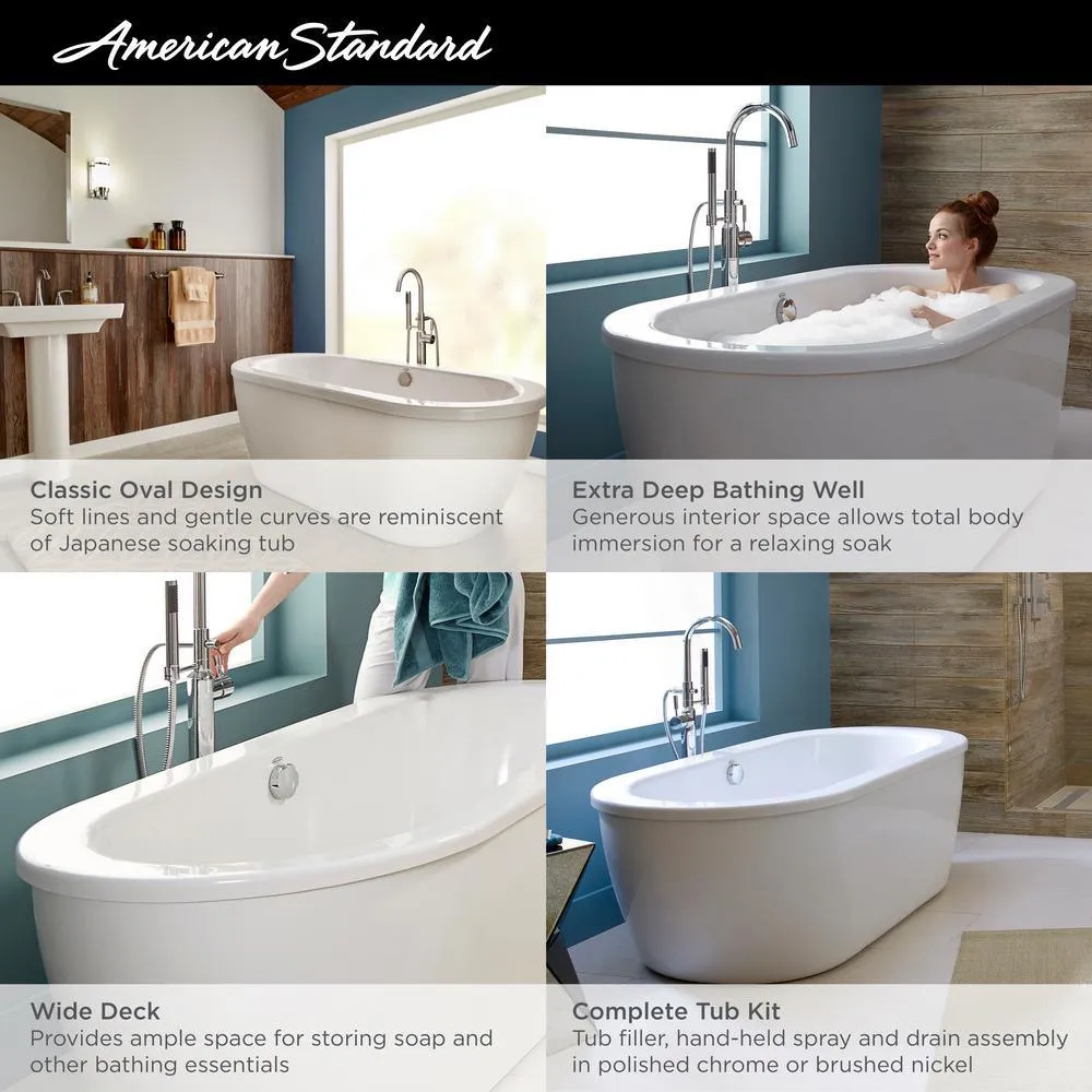 Cadet 5.5 ft. Acrylic Flatbottom Freestanding Bathtub in Artic White with Polished Chrome Drain and Filler, photo 4 of 5