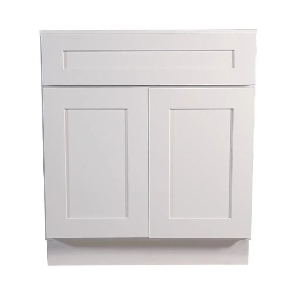 Brookings Plywood Ready to Assemble Shaker 27x34.5x24 in. 2-Door 1-Drawer Base Kitchen Cabinet in White, photo 7 of 8