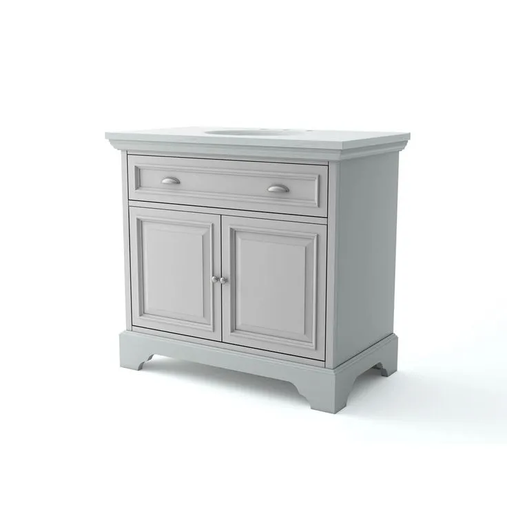 Sadie 38 in. W x 21.5 in. D Vanity in Dove Grey with Marble Vanity Top in Natural White with White Sink, photo 2 of 6