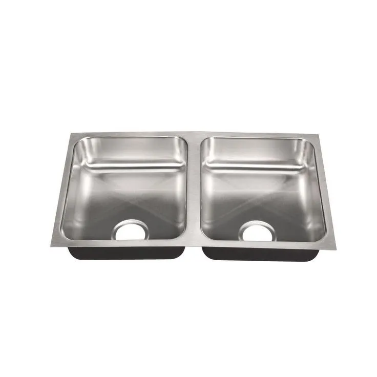 Double Bowl, Undermount Sink, ADA, 18-Gauge Stainless Steel, 2-Compartment, I.D. 18 in. x 32 in. x 5.5 in. - DCR, photo 2 of 7