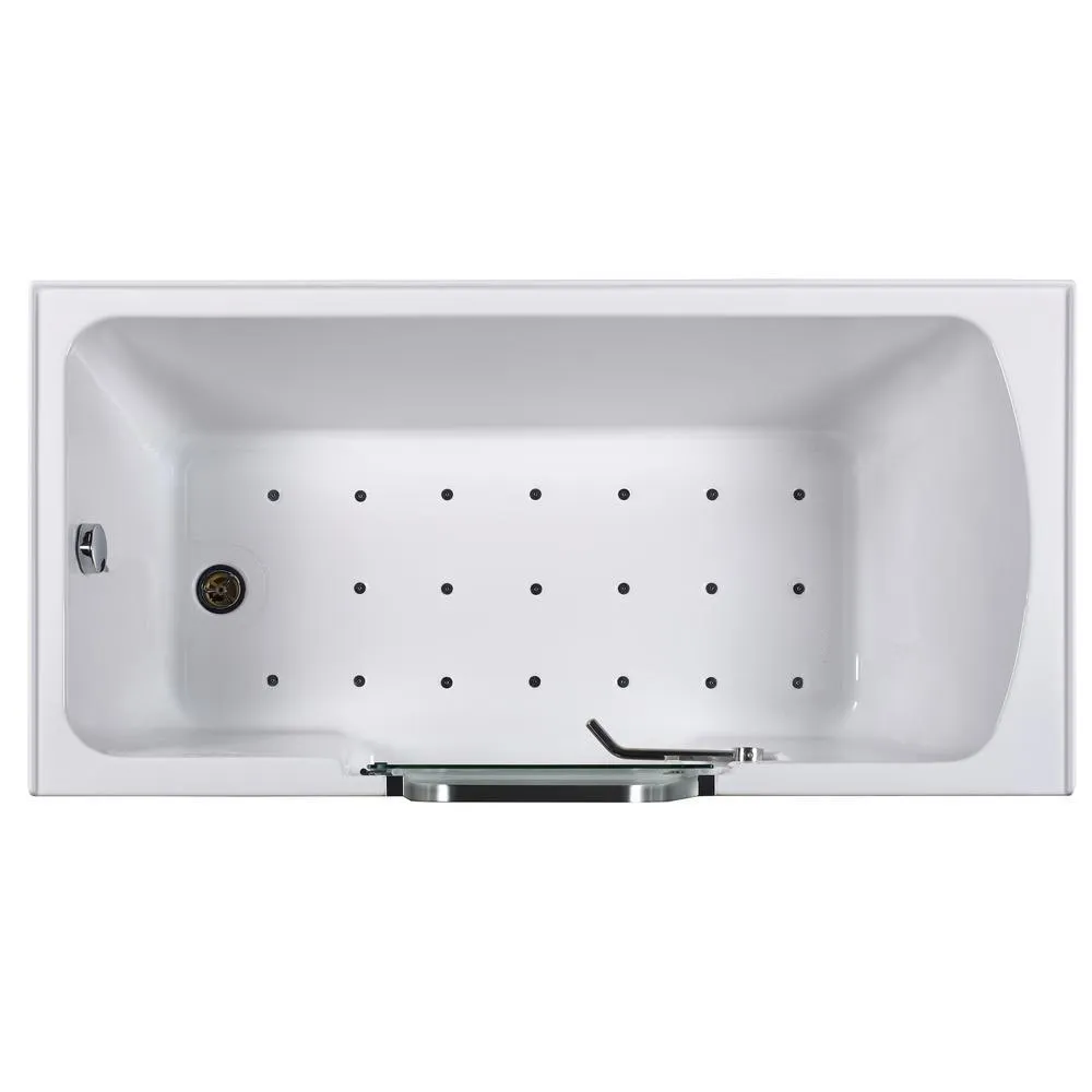Ella Laydown 60 in. Walk-in Air Bath Bathtub in White with LHS Hinged Middle Glass Door, Glass Door Screen, 2 in. LHS Drain, photo 2 of 9
