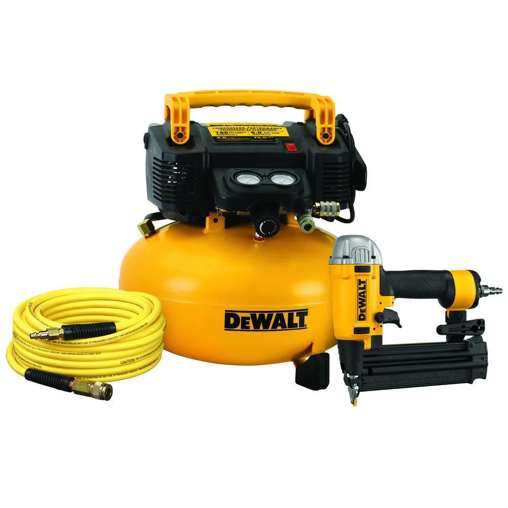 DEWALT 6 Gal. Heavy-Duty Pancake Electric Air Compressor and 18-Gauge Brad Nailer Combo Kit with Bonus Pin Nailer, photo 6 of 12