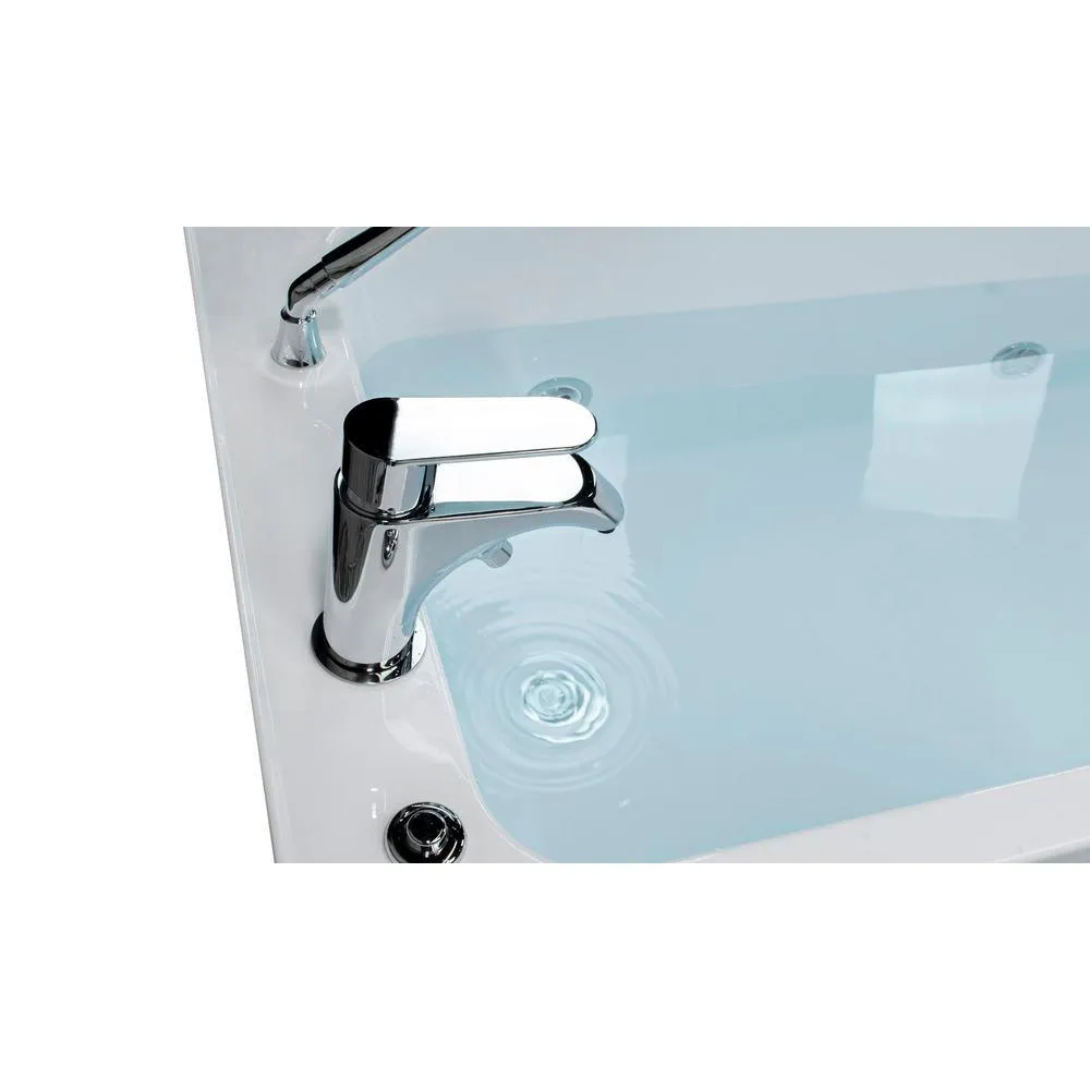 Ella Laydown 72 in. Walk-In Whirlpool Bathtub, White, Fast-Fill 2-Piece Faucet, Left-Hand Drain, Left-Hinged Glass Door, photo 10 of 17
