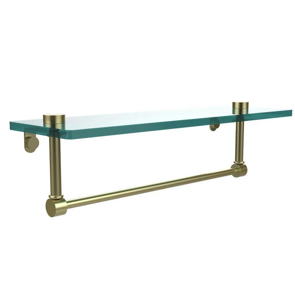 Allied Brass 16 in. L x 5 in. H x 5 in. W Clear Glass Vanity Bathroom Shelf with Towel Bar in Satin Nickel, photo 6 of 14