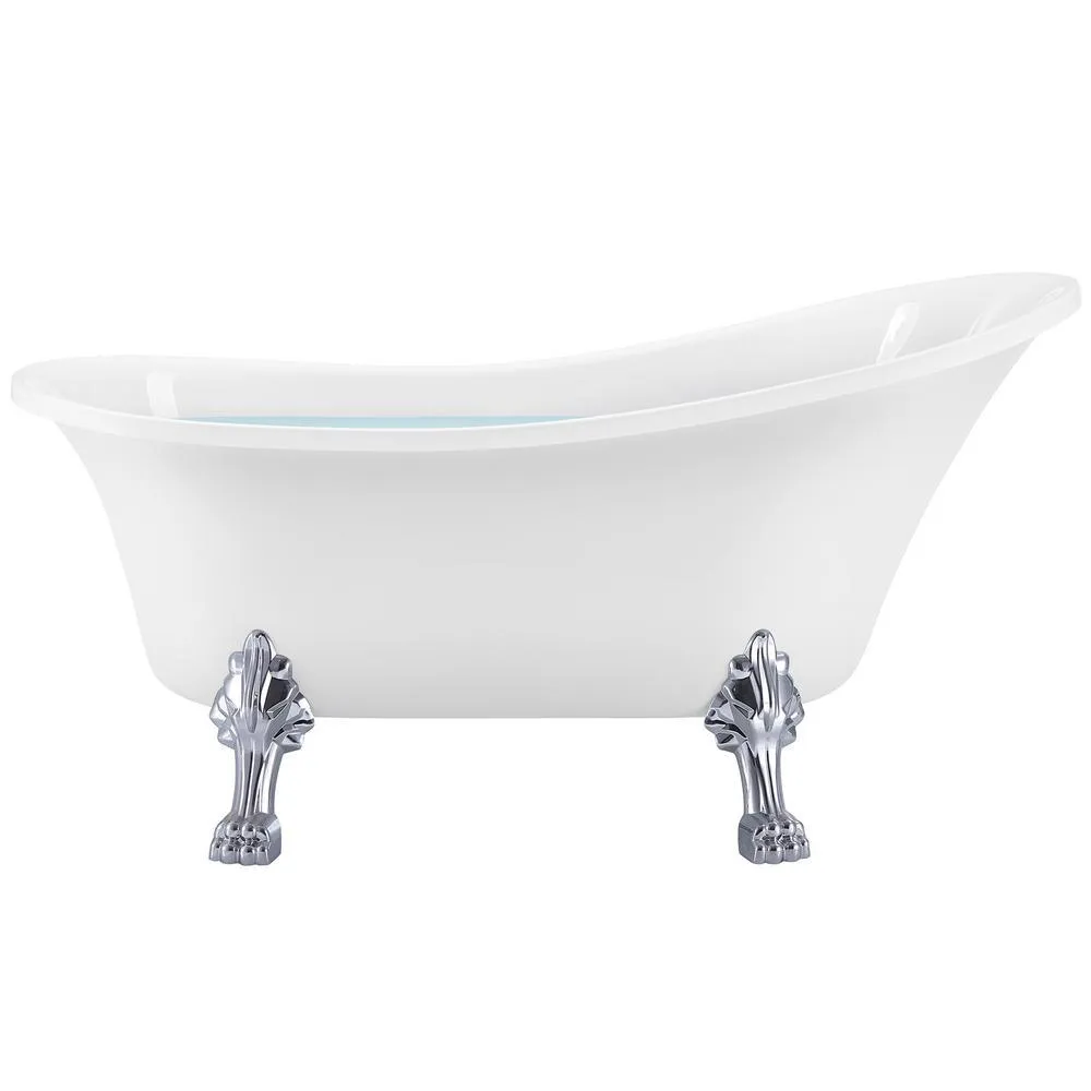 60 in. Fiberglass Single Slipper Clawfoot Non-Whirlpool Bathtub in Glossy White, photo 3 of 7