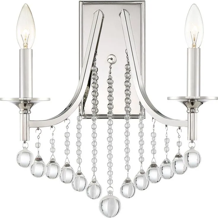 Queenship 2-Light Polished Nickel Wall Sconce, photo 2 of 4