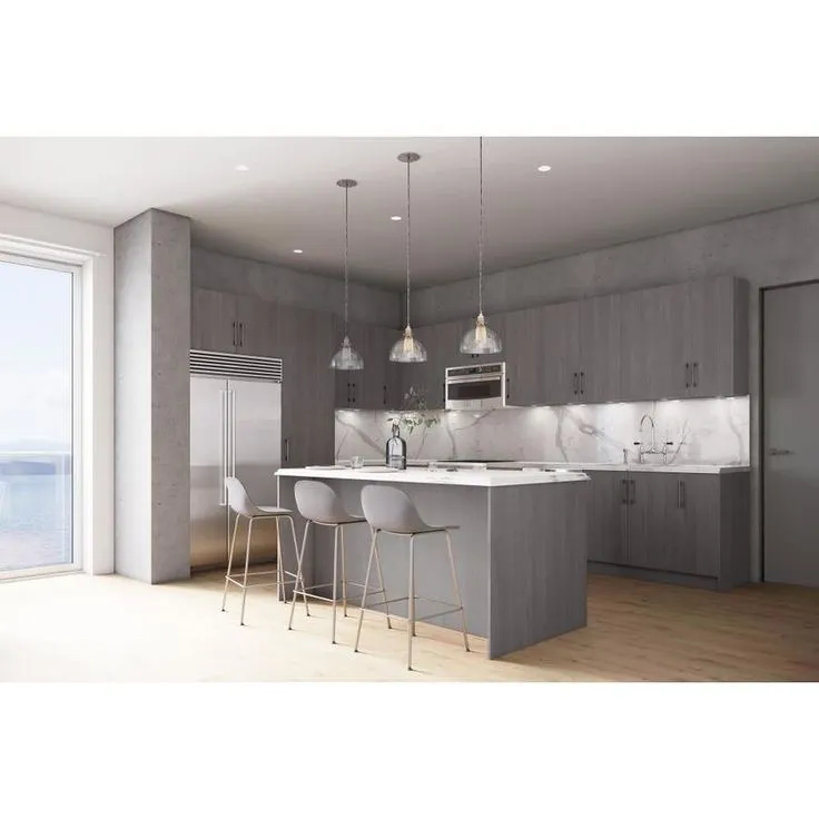 Cambridge 18-in W x 34.5-in H x 24-in D Grey Nordic Wood Engineered Wood Door Base Stock Cabinet, photo 3 of 6