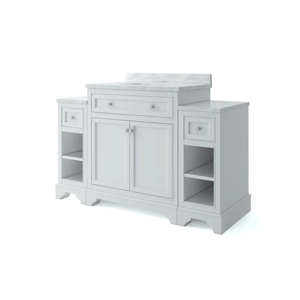 Mornington 54 in. W x 21 in. D Single Bath Vanity in White with Marble Vanity Top in White with White Sink, photo 3 of 8
