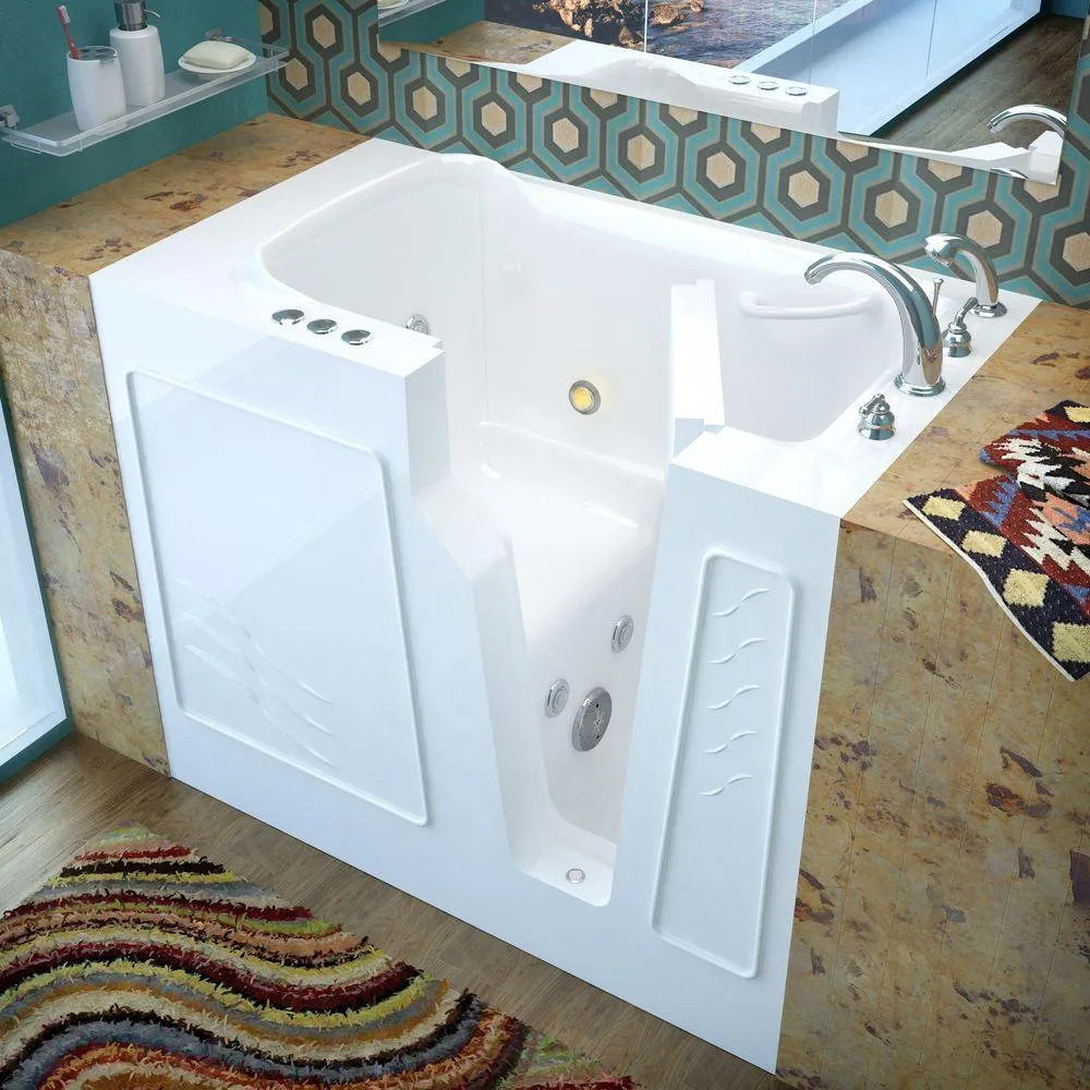 Rampart Nova Heated 3.9 ft. Walk-in Whirlpool Bathtub with 6 in. Tile Easy Up Adhesive Wall Surround in White, photo 11 of 13