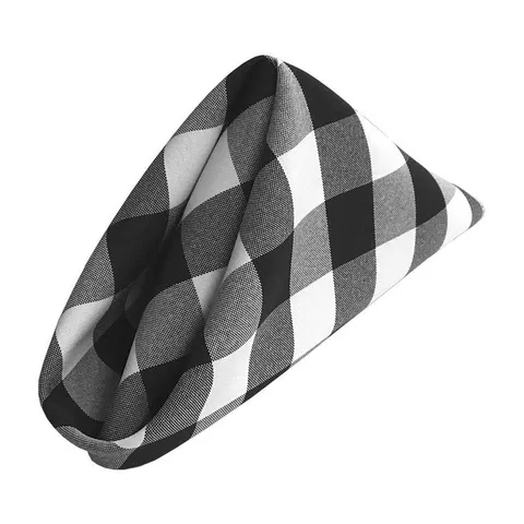 18 × 18 in White and Black Gingham Checkered Napkins (Pack of 10)