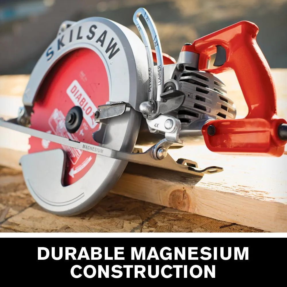 15 Amp Corded Electric 10-1/4 in. Magnesium SAWSQUATCH Worm Drive Circular Saw with 40-Tooth Diablo Carbide Blade, photo 4 of 9