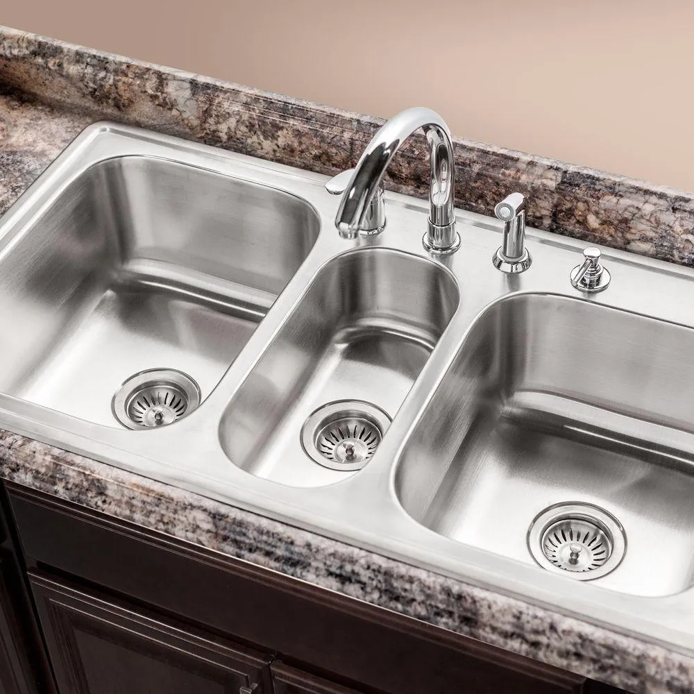 Premiere Gourmet Series Drop-In Stainless Steel 41 in. 4-Hole Triple Bowl Kitchen Sink, photo 2 of 7