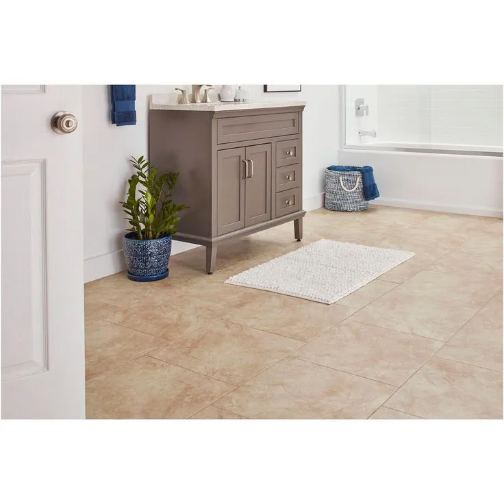 TrafficMaster Portland Stone Beige 18 in. x 18 in. Glazed Ceramic Floor and Wall Tile (17.44 sq. ft. / case), photo 7 of 8