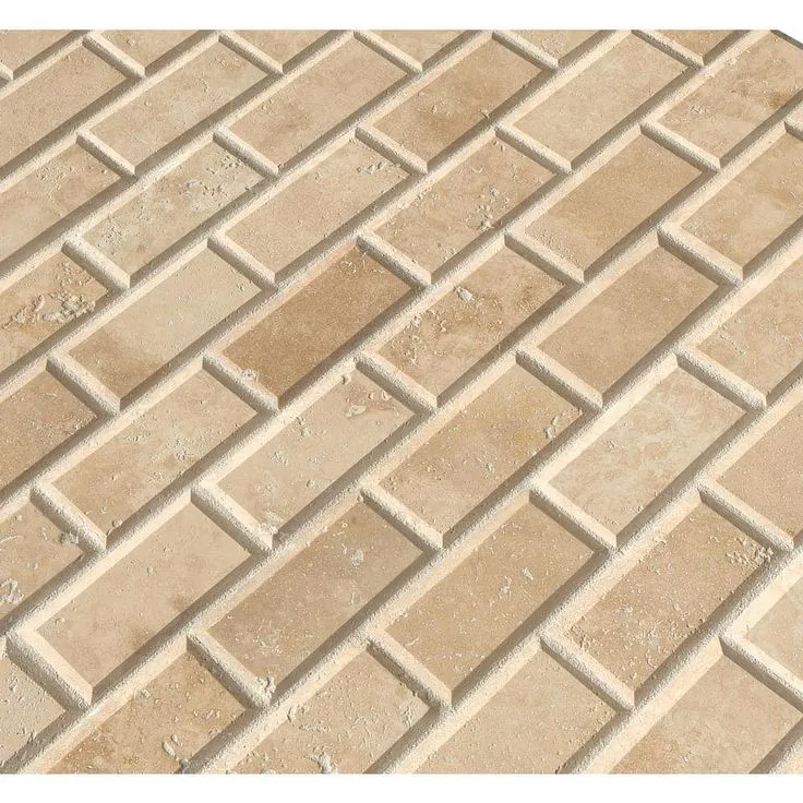 MSI Tuscany Ivory 12 in. x 12 in. x 10mm Honed Beveled Travertine Mesh-Mounted Mosaic Tile (10 sq. ft. / case), photo 3 of 6