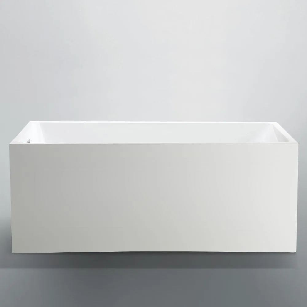 Catania 66.96 in. Acrylic Flatbottom Non-Whirlpool Freestanding Bathtub in Glossy White, photo 2 of 4