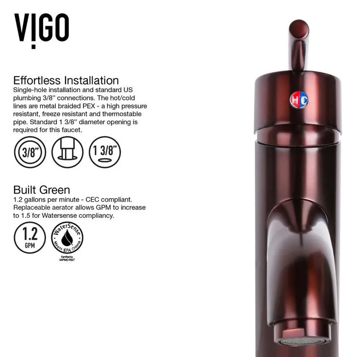 VIGO Rectangular Glass Vessel Bathroom Sink in Russet with Faucet Set in Oil Rubbed Bronze, photo 10 of 11