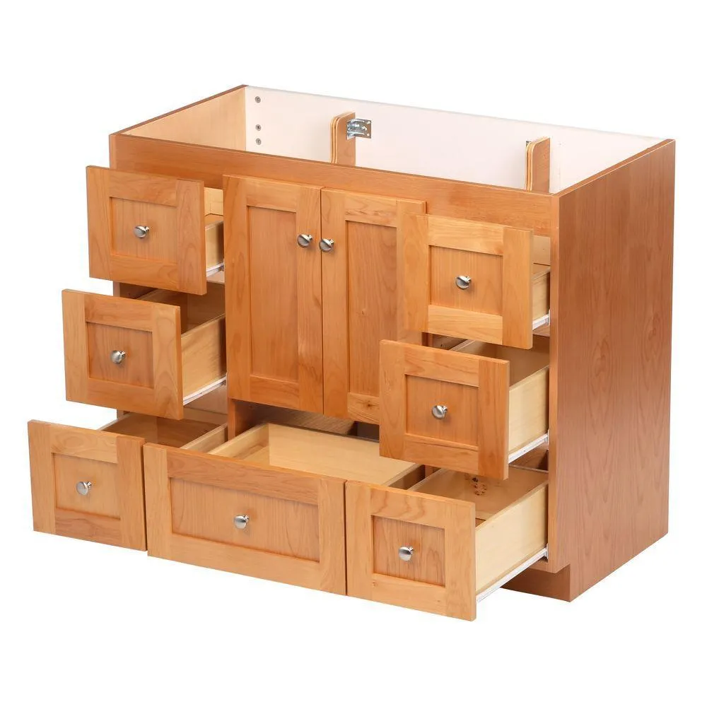 Shaker 42 in. W x 21 in. D x 34.5 in. H Vanity Cabinet Only in Natural Alder, photo 4 of 47