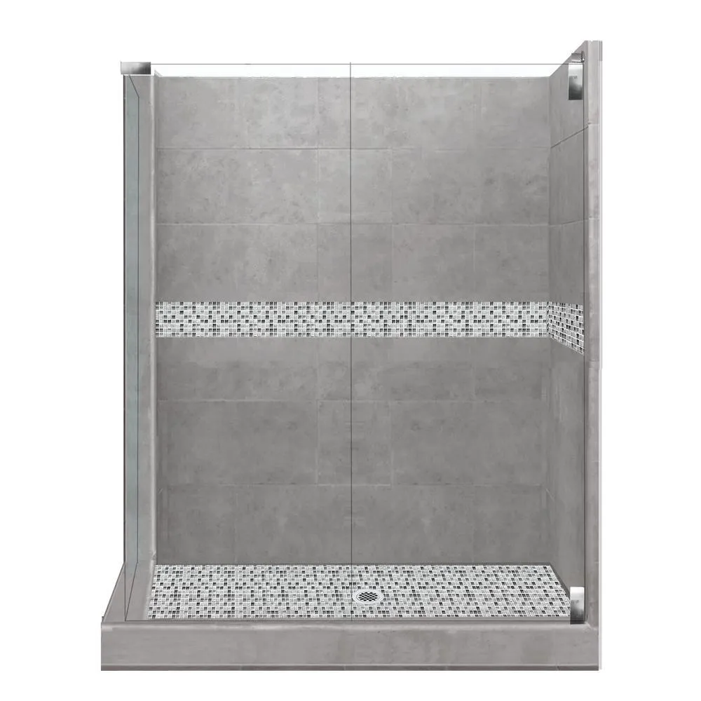 Del Mar Grand Hinged 36 in. x 42 in. x 80 in. Right-Hand Corner Shower Kit in Natural Buff and Chrome Hardware, photo 11 of 15