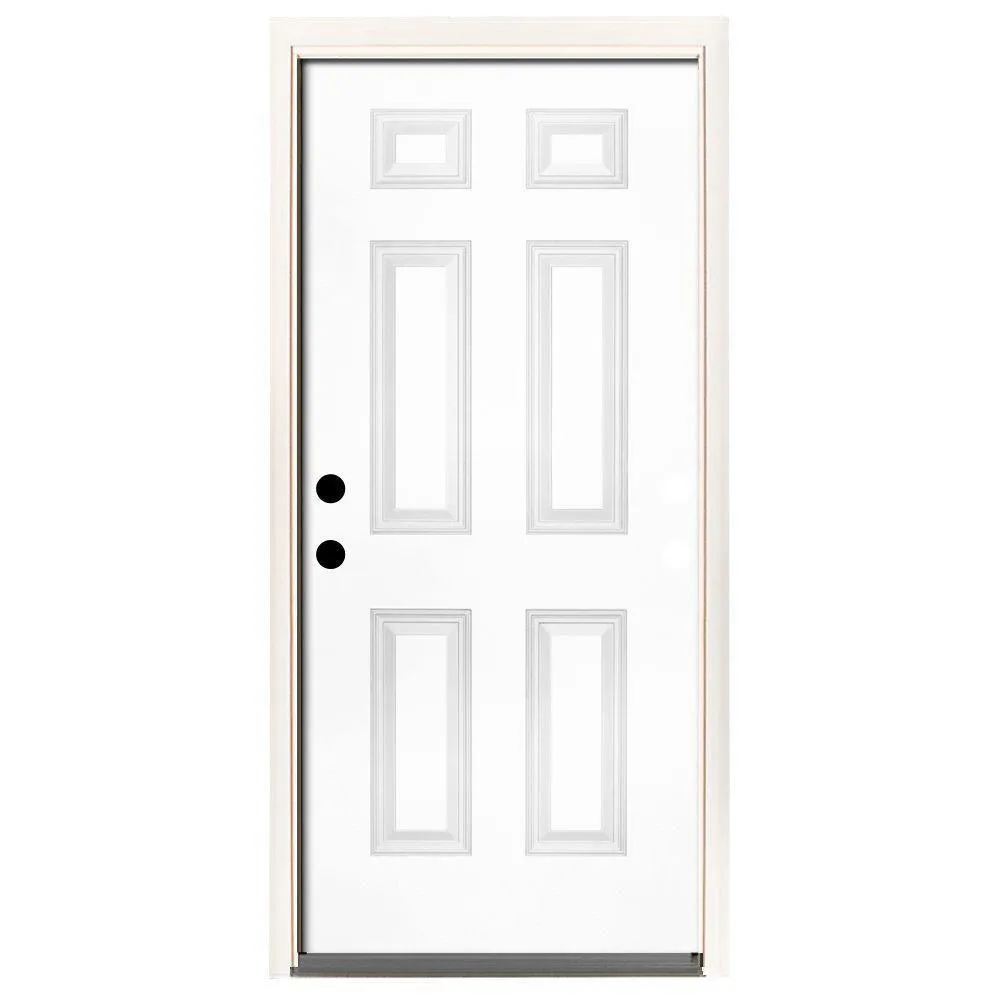 Steves & Sons 42 in. x 80 in. Premium 6 Panel Primed White Steel Prehung Front Door, photo 15 of 17