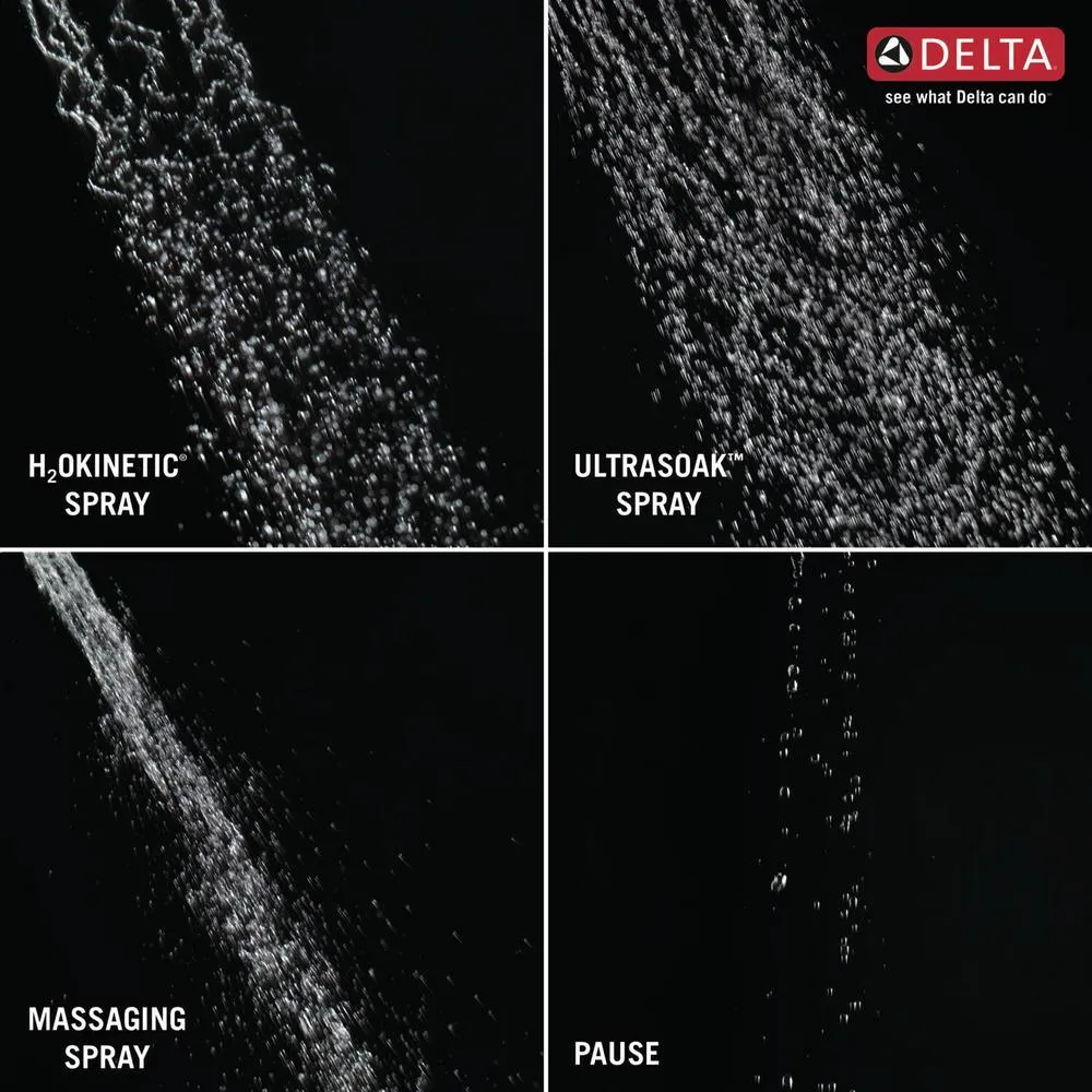 4-Spray 8.3 in. Single Wall Mount Fixed H2Okinetic Shower Head in Matte Black, photo 6 of 13